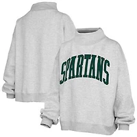 Women's Pressbox Ash Michigan State Spartans Oversized Nelson Mock Neck Sweatshirt