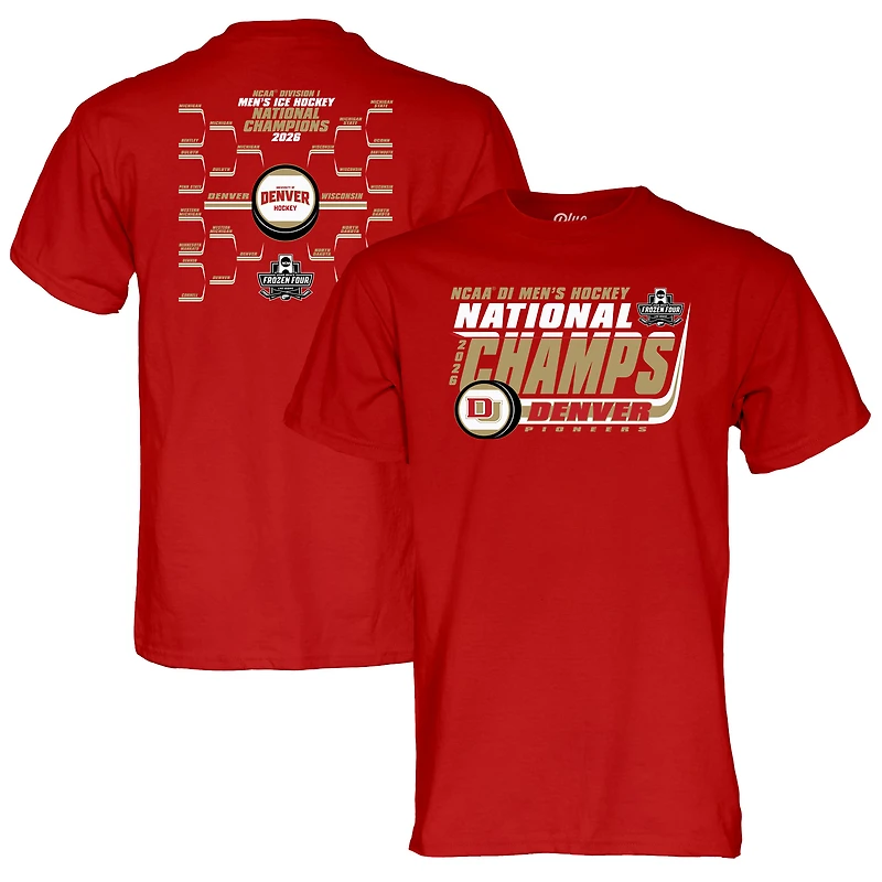Unisex Blue 84 Crimson Denver Pioneers 2026 NCAA Frozen Four Men's Ice Hockey National Champions Bracket T-Shirt