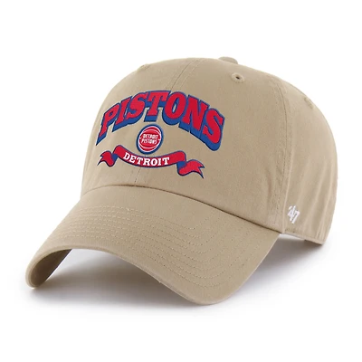 Men's '47  Khaki Detroit Pistons Fast Break Chase Region Clean Up Adjustable Hat
