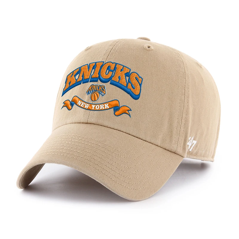 Men's '47  Khaki New York Knicks Fast Break Chase Region Clean Up Adjustable Hat