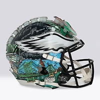 Jalen Hurts & Nick Foles Philadelphia Eagles Autographed Riddell Speed Authentic Helmet with Multiple Inscriptions - Art by Charles Fazzino - NF70445098