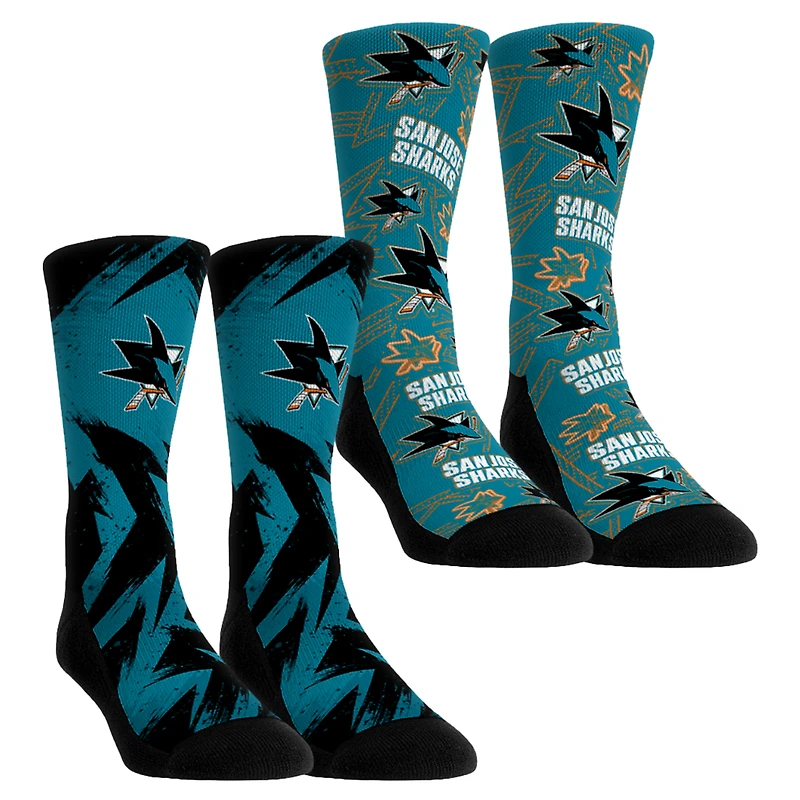 Youth Rock Em Socks San Jose Sharks Game Day Two-Pack Crew Socks