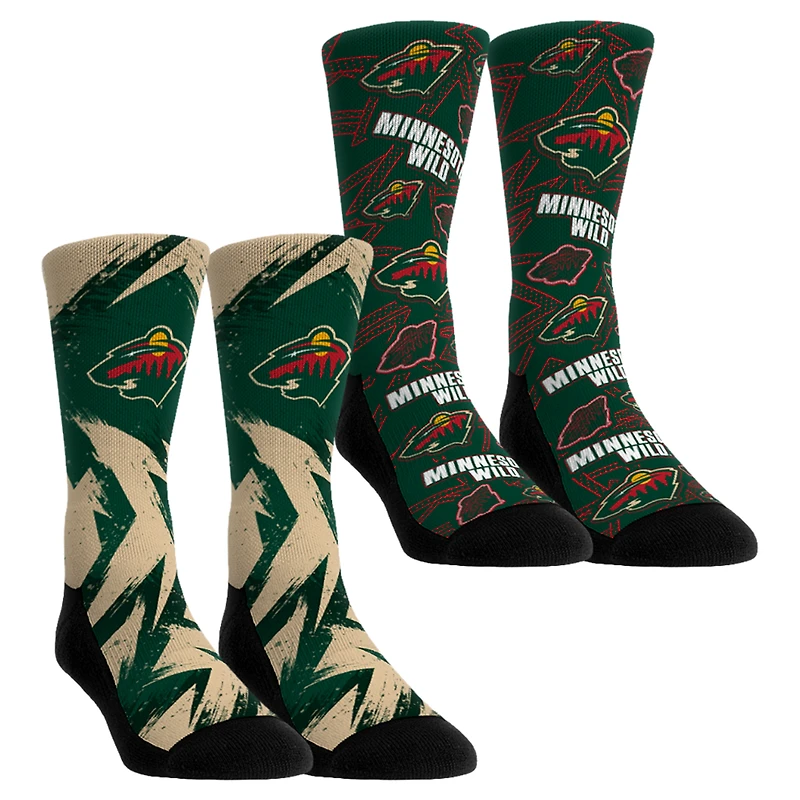 Youth Rock Em Socks Minnesota Wild Game Day Two-Pack Crew Socks