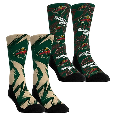 Youth Rock Em Socks Minnesota Wild Game Day Two-Pack Crew Socks