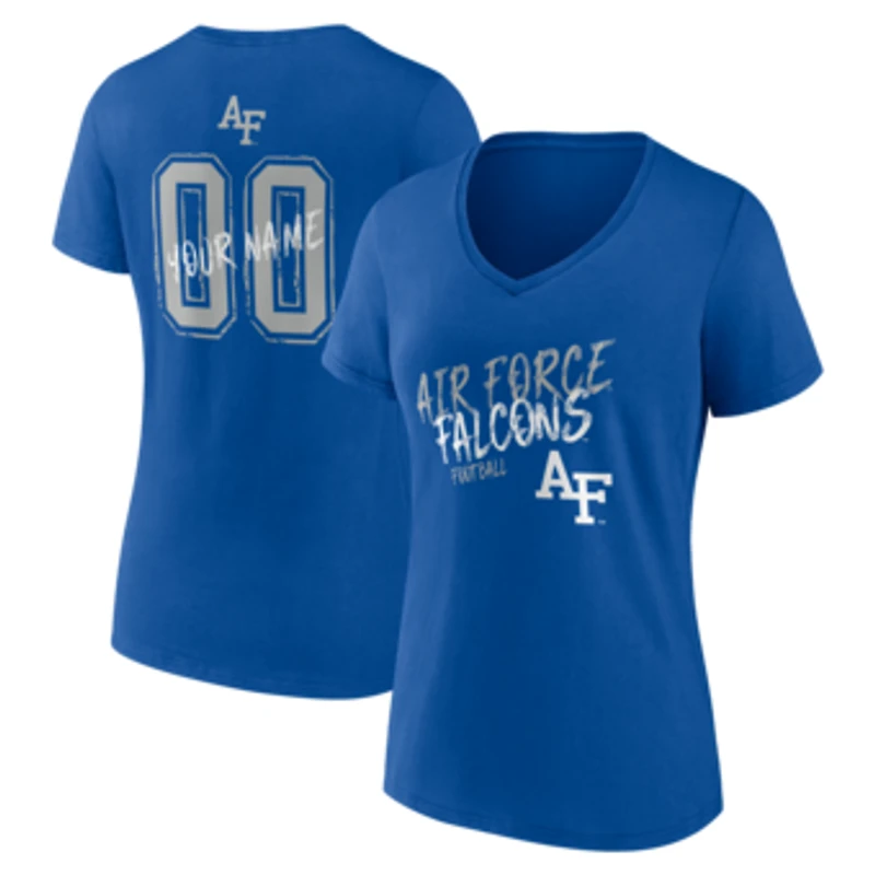 Women's Royal Air Force Falcons Hustle Personalized Name & Number V-Neck T-Shirt