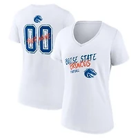 Women's White Boise State Broncos Hustle Personalized Name & Number V-Neck T-Shirt