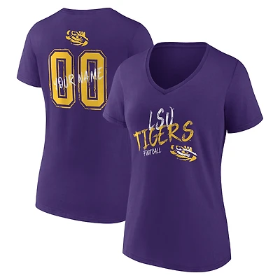 Women's Purple LSU Tigers Hustle Personalized Name & Number V-Neck T-Shirt