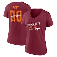 Women's Maroon Virginia Tech Hokies Hustle Personalized Name & Number V-Neck T-Shirt