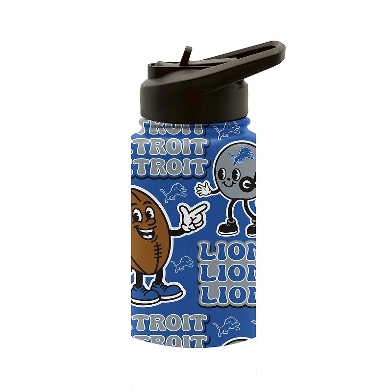 Pegasus Detroit Lions Game Day Pals 14oz Stainless Steel Flip Straw Water Bottle