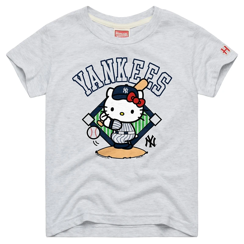 Youth Homage Ash New York Yankees Hello Kitty x MLB Tri-Blend T-Shirt
