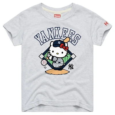 Youth Homage Ash New York Yankees Hello Kitty x MLB Tri-Blend T-Shirt