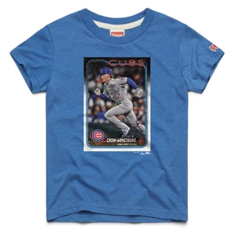 Youth Homage Pete Crow-Armstrong Royal Chicago Cubs Topps Baseball Card Tri-Blend T-Shirt