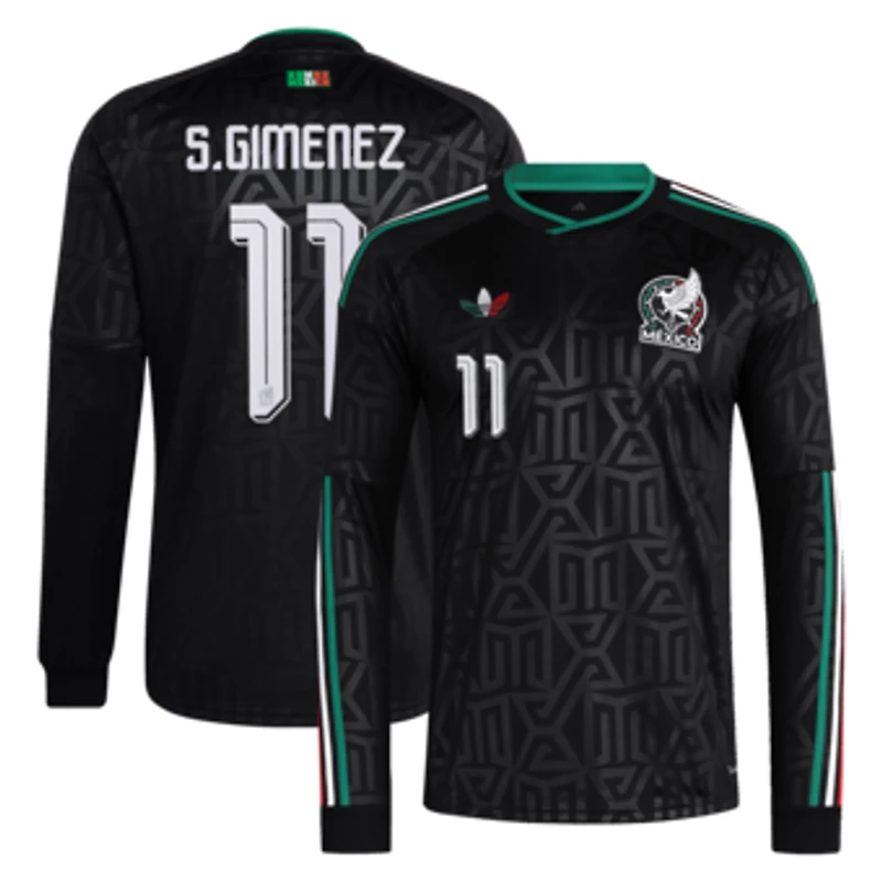 Men's adidas Santiago Gimenez Black Mexico National Team 2026 Third Replica Long Sleeve Jersey