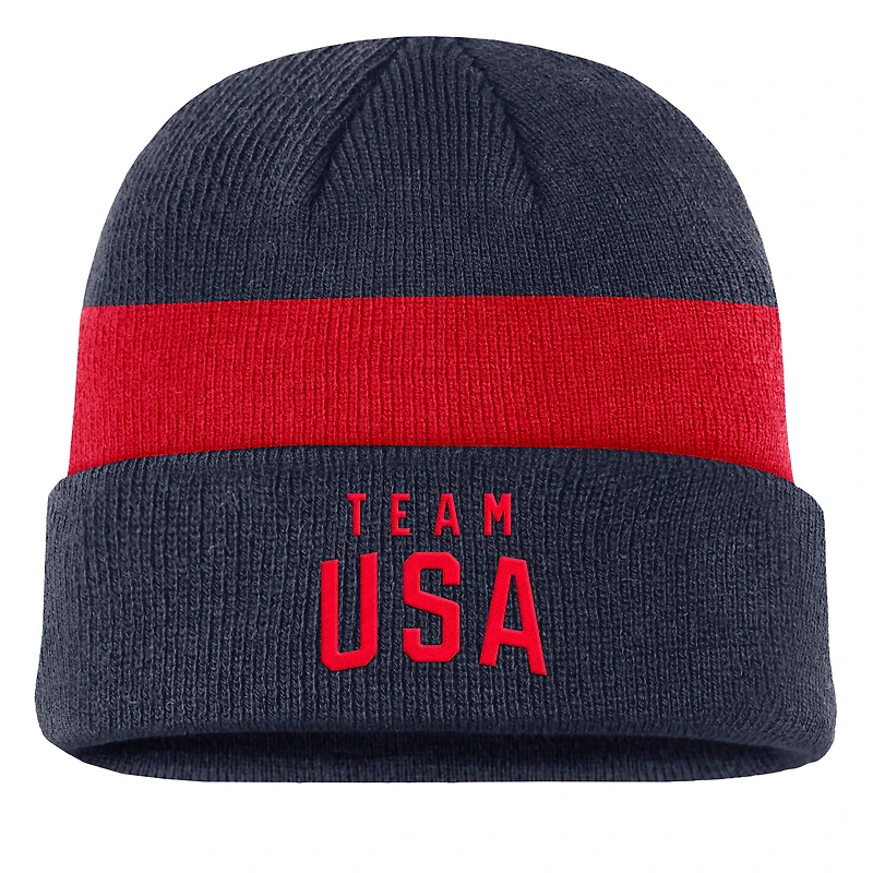 Men's Nike Navy Team USA Stripe Terra Cuffed Knit Hat
