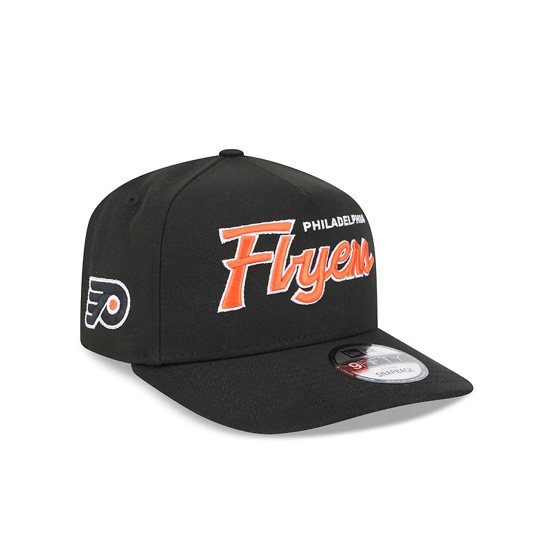 Men's New Era Black Philadelphia Flyers Script A-Frame 9FIFTY Snapback Hat