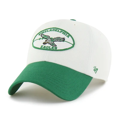 Men's '47 Cream/Kelly Green Philadelphia Eagles Pique Patch Clean Up Adjustable Hat