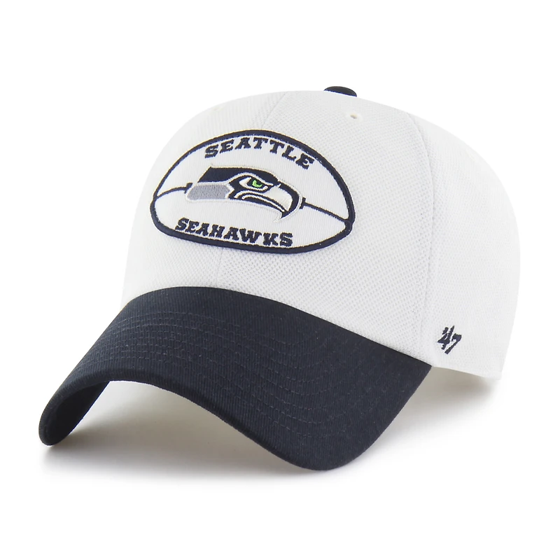Men's '47 Cream/Navy Seattle Seahawks Pique Patch Clean Up Adjustable Hat
