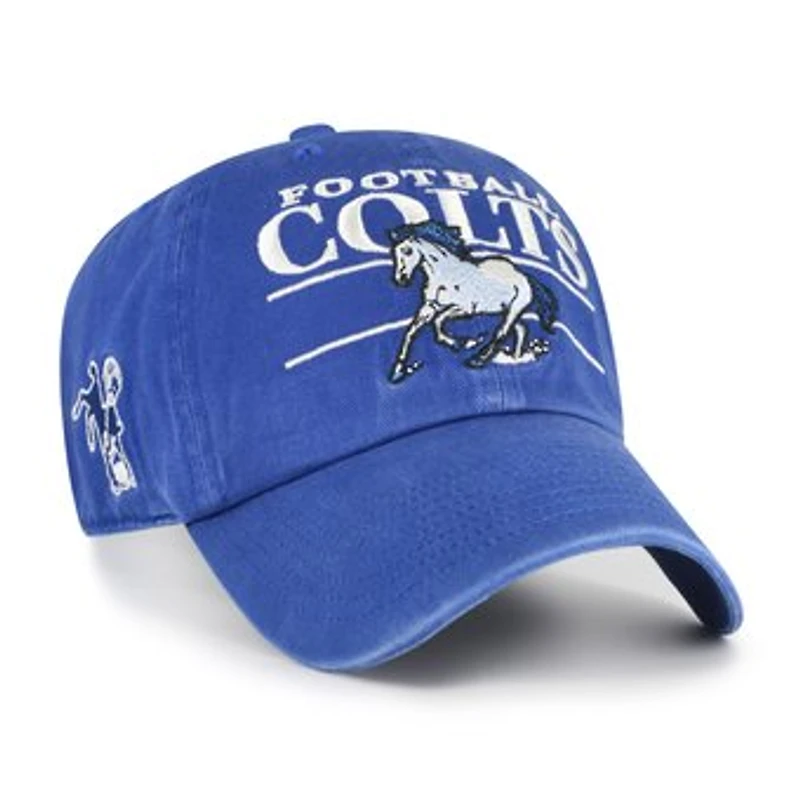 Men's '47 Royal Indianapolis Colts Throwback Graphic Clean Up Adjustable Hat