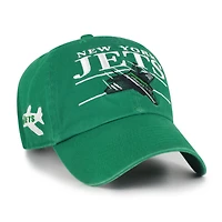 Men's '47 Kelly Green New York Jets Throwback Graphic Clean Up Adjustable Hat