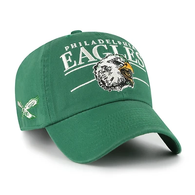 Men's '47 Kelly Green Philadelphia Eagles Throwback Graphic Clean Up Adjustable Hat