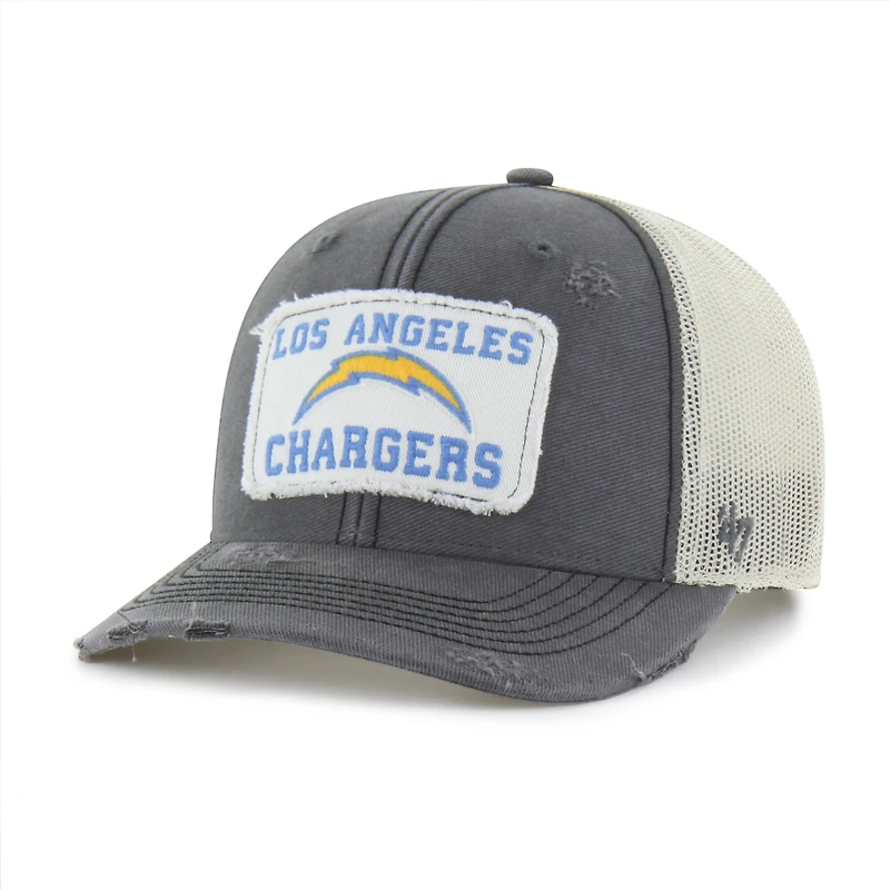 Men's '47 Charcoal Los Angeles Chargers Egremont Well-Worn Adjustable Trucker Hat