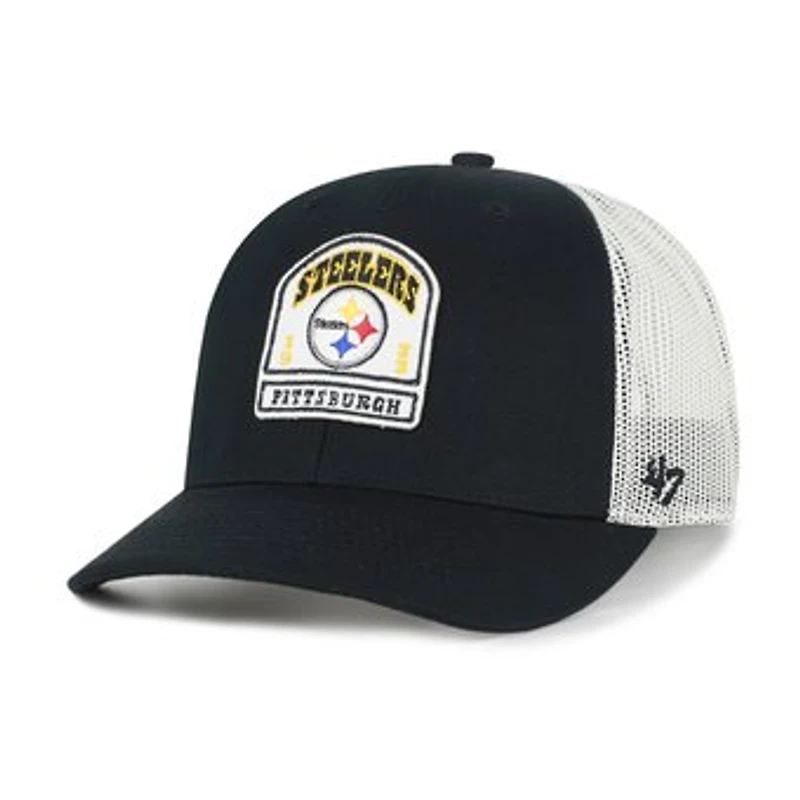 Men's '47 Black Pittsburgh Steelers Headstone Trucker Adjustable Hat