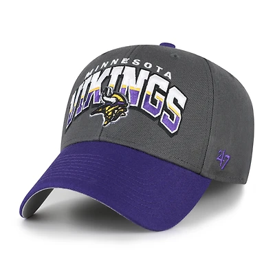 Men's '47 Charcoal Minnesota Vikings Split Block MVP Adjustable Hat