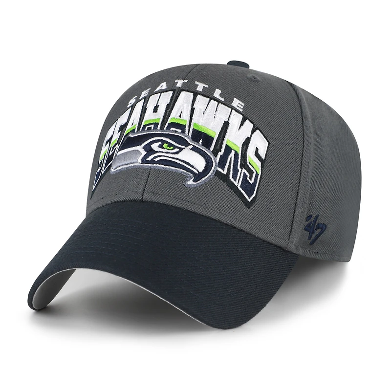 Men's '47 Charcoal Seattle Seahawks Split Block MVP Adjustable Hat