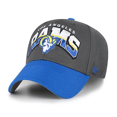 Men's '47 Charcoal Los Angeles Rams Split Block MVP Adjustable Hat