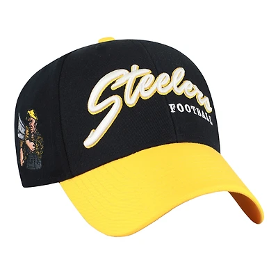 Men's '47 Black Pittsburgh Steelers Throwback MVP Adjustable Hat
