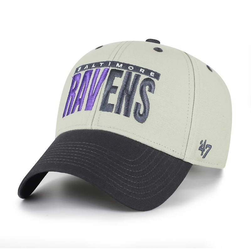 Men's '47 Gray/Black Baltimore Ravens Half Block Text MVP Adjustable Hat