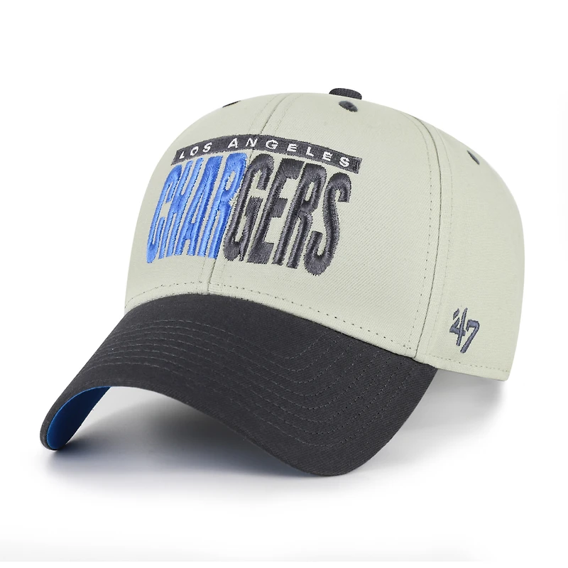 Men's '47  Gray/Black Los Angeles Chargers Half Block Text MVP Adjustable Hat