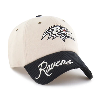 Women's '47 Natural/Black Baltimore Ravens Rope Script Clean Up Adjustable Hat