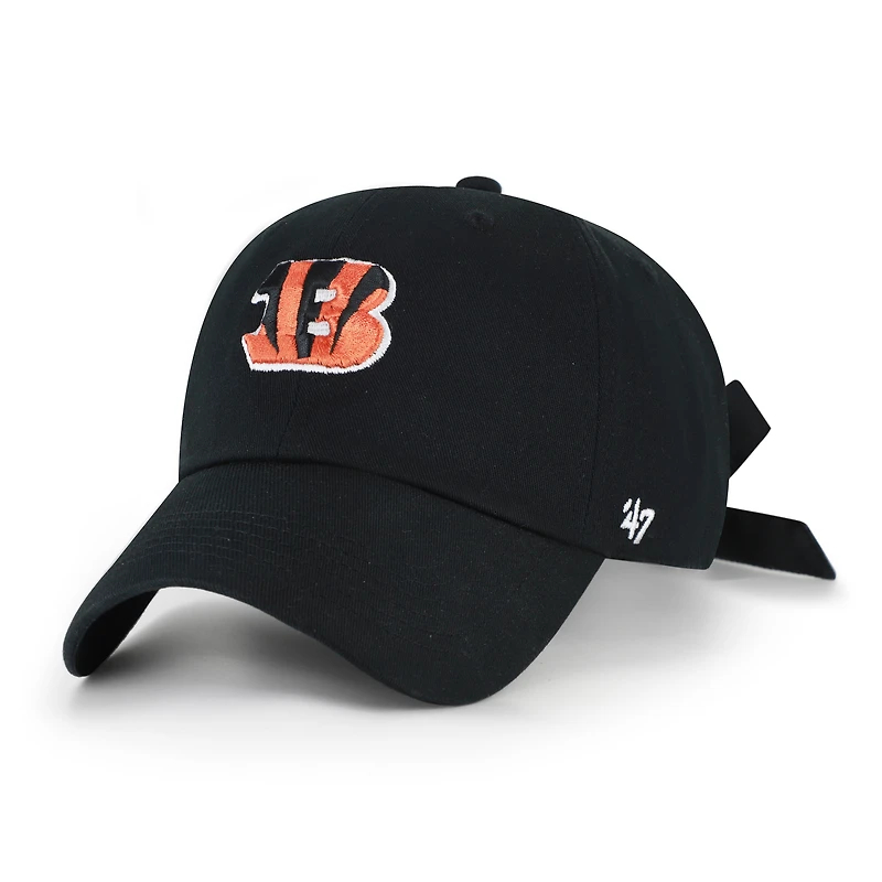 Women's '47 Black Cincinnati Bengals Bow Back Clean Up Adjustable Hat
