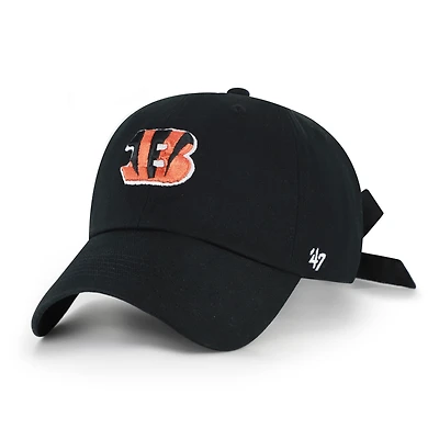 Women's '47 Black Cincinnati Bengals Bow Back Clean Up Adjustable Hat