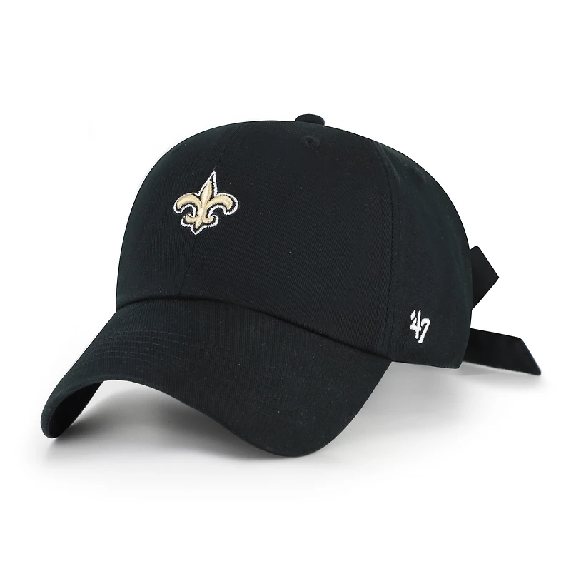 Women's '47 Black New Orleans Saints Bow Back Clean Up Adjustable Hat