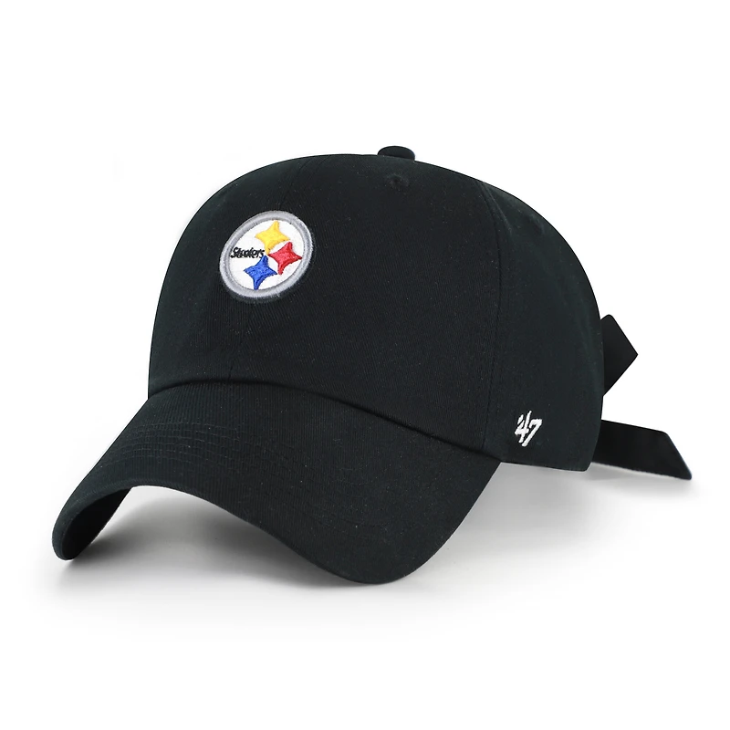 Women's '47 Black Pittsburgh Steelers Bow Back Clean Up Adjustable Hat