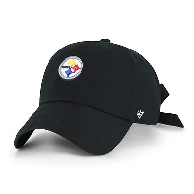 Women's '47 Black Pittsburgh Steelers  Bow Back Clean Up Adjustable Hat