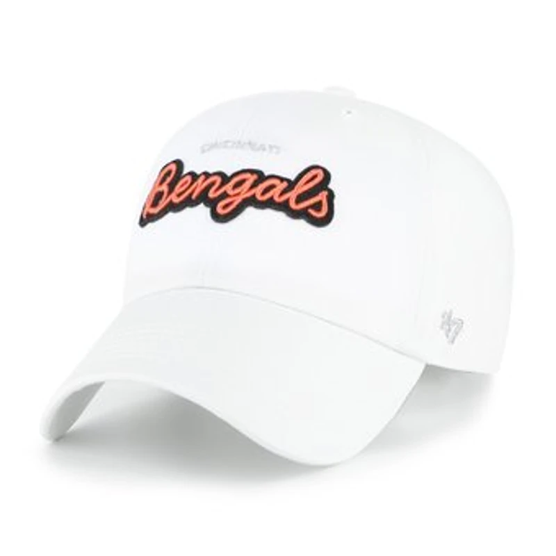 Women's '47 White Cincinnati Bengals Trendy Script Clean Up Adjustable Hat