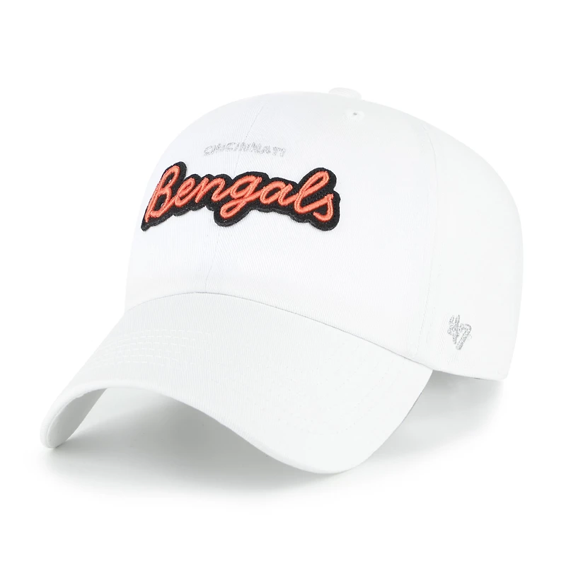 Women's '47 White Cincinnati Bengals Trendy Script Clean Up Adjustable Hat