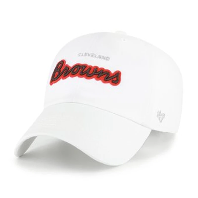 Women's '47 White Cleveland Browns Trendy Script Clean Up Adjustable Hat