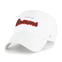 Women's '47  White Cleveland Browns Trendy Script Clean Up Adjustable Hat