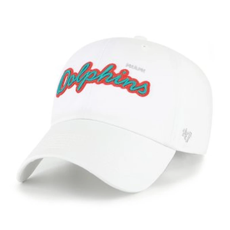 Women's '47  White Miami Dolphins Trendy Script Clean Up Adjustable Hat