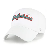 Women's '47  White Miami Dolphins Trendy Script Clean Up Adjustable Hat