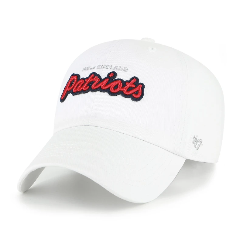 Women's '47 White New England Patriots Trendy Script Clean Up Adjustable Hat