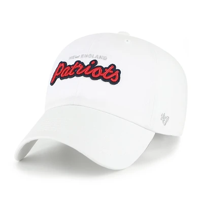 Women's '47  White New England Patriots Trendy Script Clean Up Adjustable Hat