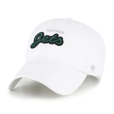 Women's '47 White New York Jets Trendy Script Clean Up Adjustable Hat