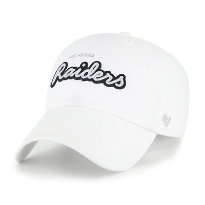 Women's '47 White Las Vegas Raiders Trendy Script Clean Up Adjustable Hat
