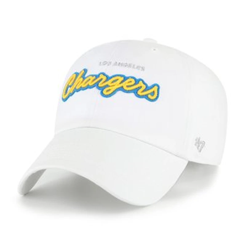 Women's '47 White Los Angeles Chargers Trendy Script Clean Up Adjustable Hat