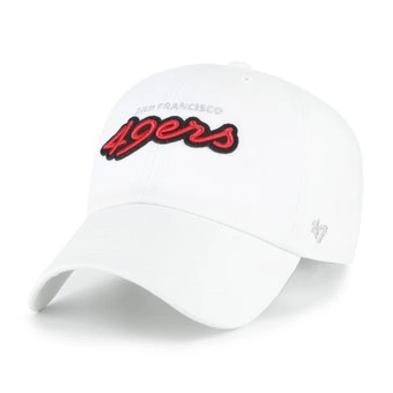 Women's '47 White San Francisco 49ers Trendy Script Clean Up Adjustable Hat